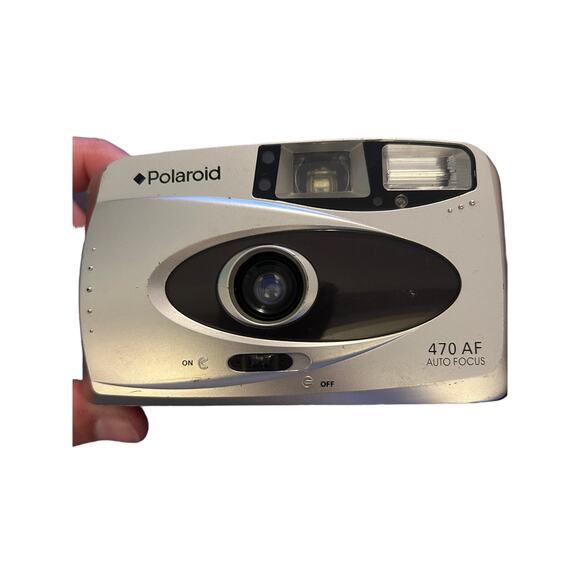 Vintage Polaroid 470 AF Auto Focus 35mm Film Camera Silver Black - Picture 1 of 8